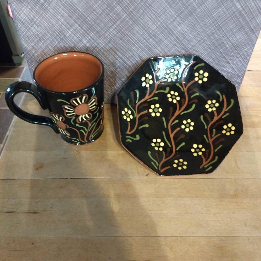 Redware Plate and Mug